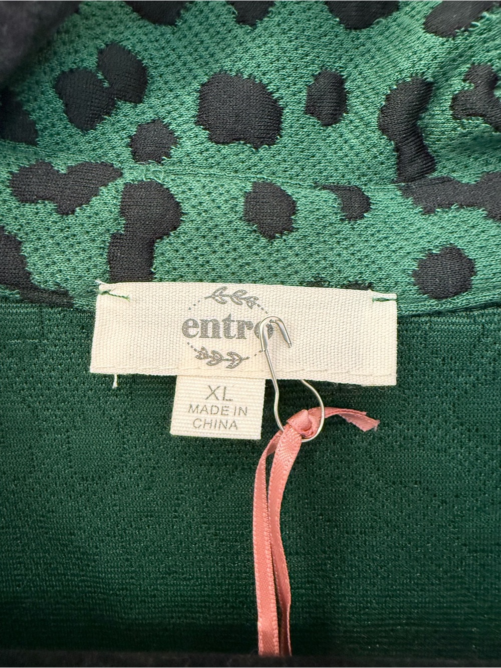 Entro Women Green Leopard Print Shift Shirt Dress Sleeveless Collared Size XL - Picture 5 of 9